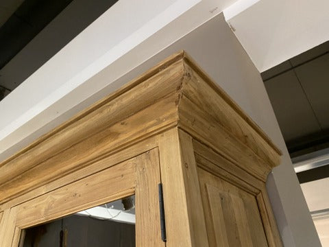 Vitrine Massivholz, Buffetschrank Teakholz, Geschirrschrank Teak Schrank, Breite 160 cm
