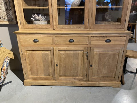 Vitrine Massivholz, Buffetschrank Teakholz, Geschirrschrank Teak Schrank, Breite 160 cm