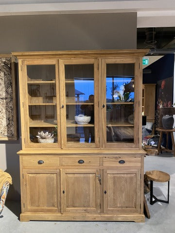Vitrine Massivholz, Buffetschrank Teakholz, Geschirrschrank Teak Schrank, Breite 160 cm