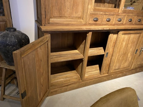 Buffetschrank Teakholz, Geschirrschrank Teak Schrank Massivholz Teak, Breite 225  cm