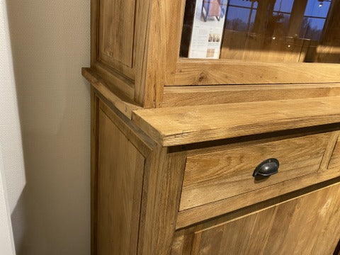 Vitrine Landhaus, Buffetschrank Teakholz, Geschirrschrank Teak, Schrank Massivholz Teak, Breite 200 cm