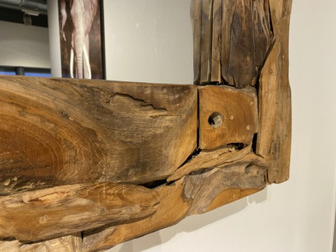 Spiegel Massivholz Teak, Wandspiegel Holz, Maße 100x200 cm