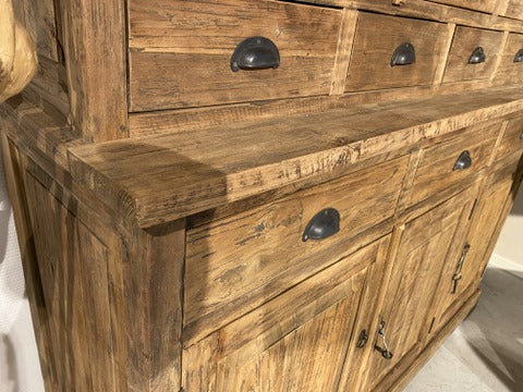 Vitrine Massivholz, Buffetschrank Teakholz, Geschirrschrank Teak Schrank,   Breite 150 cm