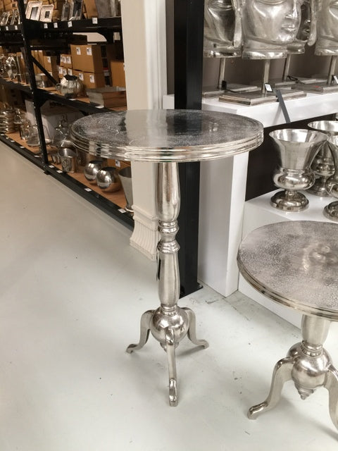 Stehtisch Metall Silber, Bartisch rund aus Aluminium poliert