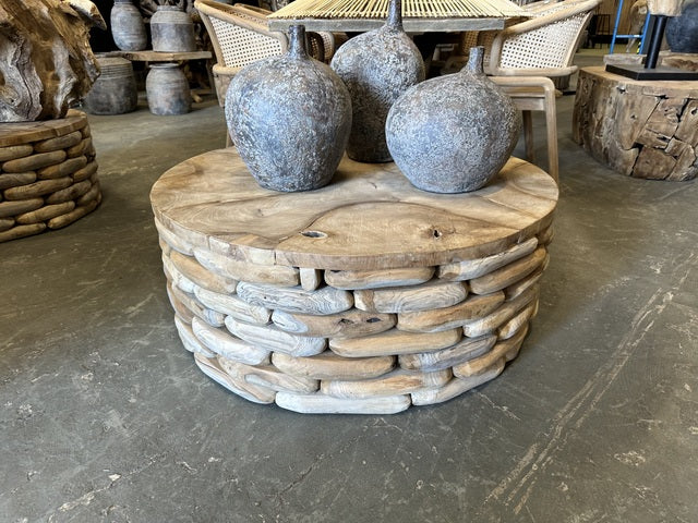 Couchtisch rund Massivholz, runder Couchtisch Holz, Durchmesser 120 cm