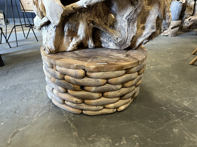 Couchtisch rund Massivholz, runder Couchtisch Holz, Durchmesser 80 cm