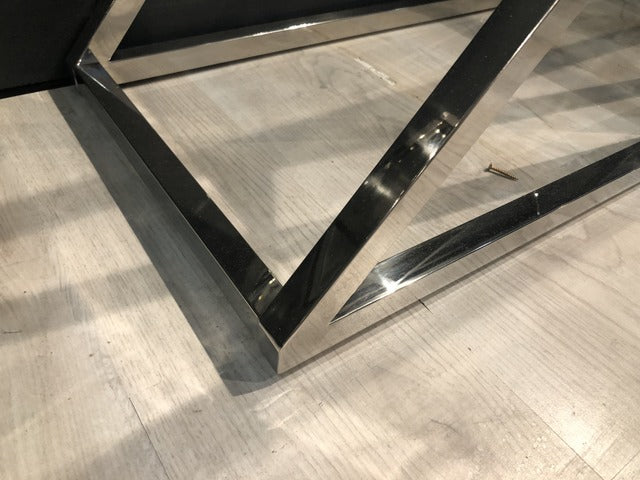 Konsole Silber, Glas Konsole verchromt, Sideboard Silber Glas Metall, Breite 120 cm