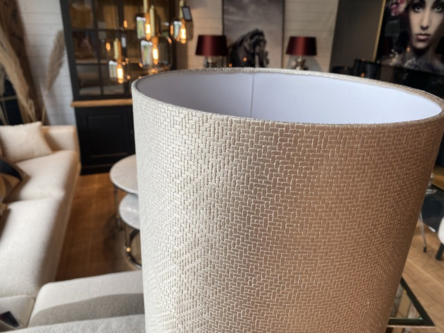 Lampenschirm beige-Gold, Zylinder Lampenschirm, Durchmesser 30 cm