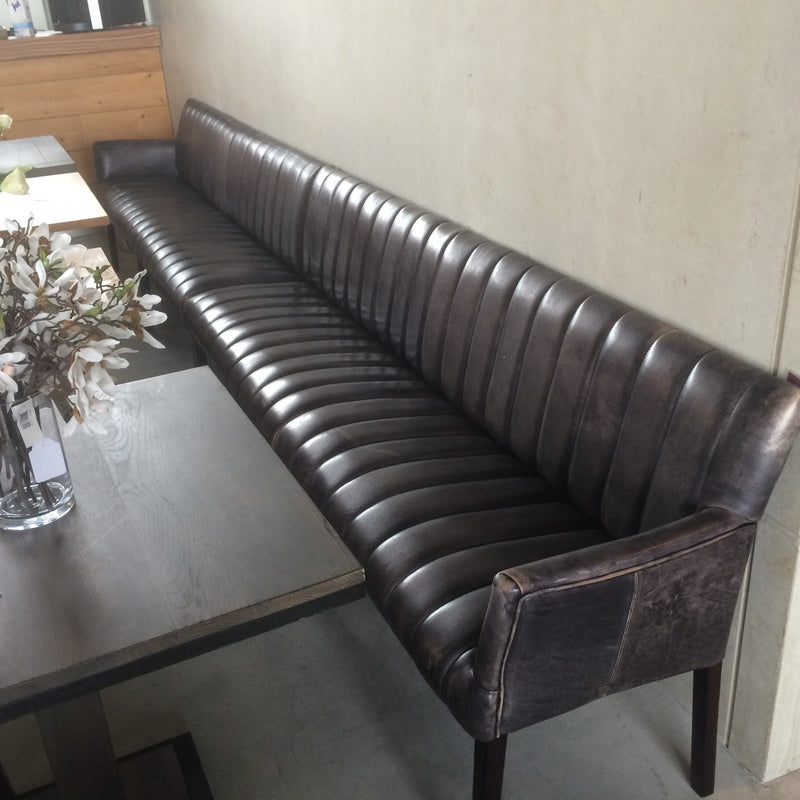 Bank gepolstert Echtleder-Bezug, Bank Echtleder schwarz, Länge 200 cm