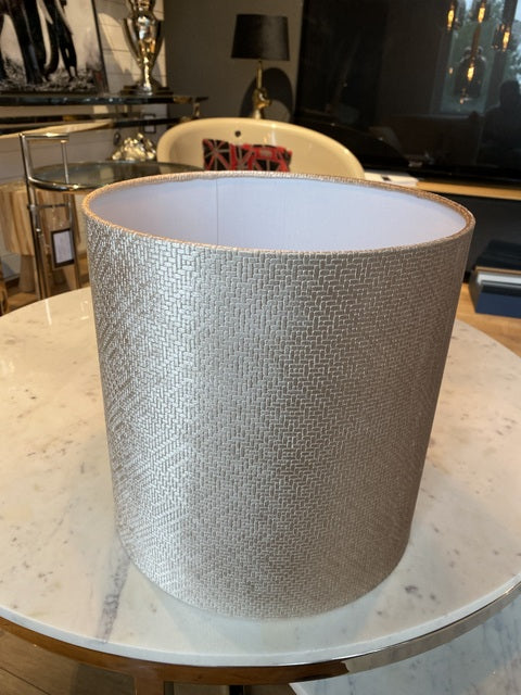 Lampenschirm beige-Gold, Zylinder Lampenschirm, Durchmesser 30 cm