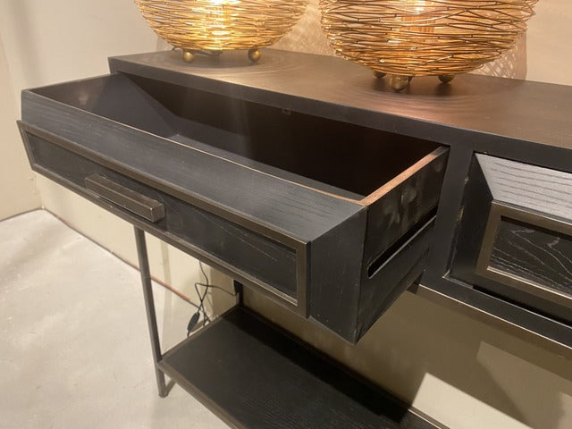 Konsole Metall, Metall Konsole Industriedesign, Wandtisch schwarz, Breite 120 cm