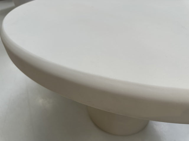 Runder Gartentisch weiß-cream, Esstisch weiß rund, Gartentisch rund Kunststoffbeton cream-weiß, Länge 120 cm