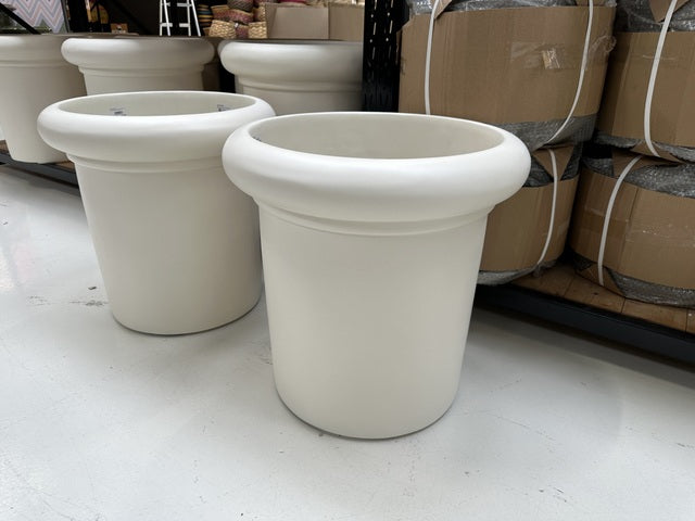 Runder Gartentisch weiß-cream, Esstisch weiß rund, Gartentisch rund Kunststoffbeton cream-weiß, Länge 120 cm