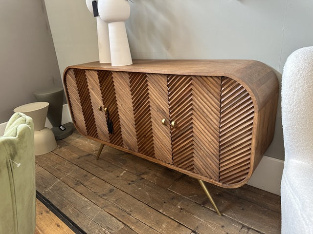 Sideboard Naturholz-Farbe, Anrichte braun, Breite 153 cm