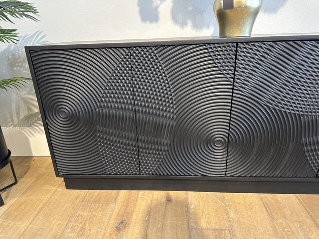 Sideboard schwarz, Anrichte schwarz, Breite 185 cm