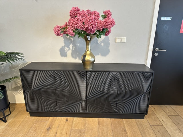 Sideboard schwarz, Anrichte schwarz, Breite 185 cm