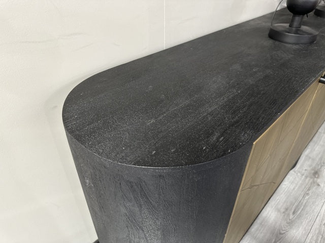 Sideboard schwarz-Gold, Anrichte Gold-schwarz, Breite 227 cm