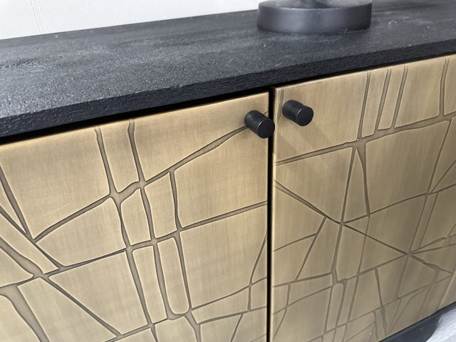 Sideboard schwarz-Gold, Anrichte Gold-schwarz, Breite 227 cm
