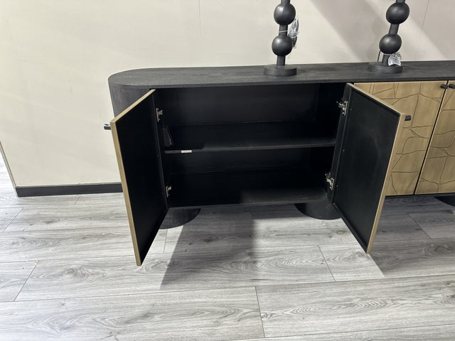Sideboard schwarz-Gold, Anrichte Gold-schwarz, Breite 227 cm