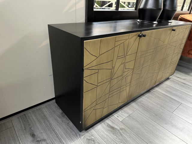 Sideboard schwarz-Gold, Anrichte Gold-schwarz, Breite 160 cm