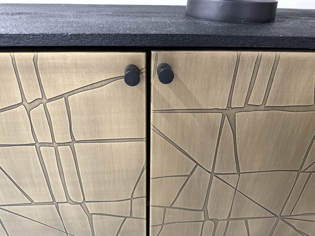 Sideboard schwarz-Gold, Anrichte Gold-schwarz, Breite 160 cm