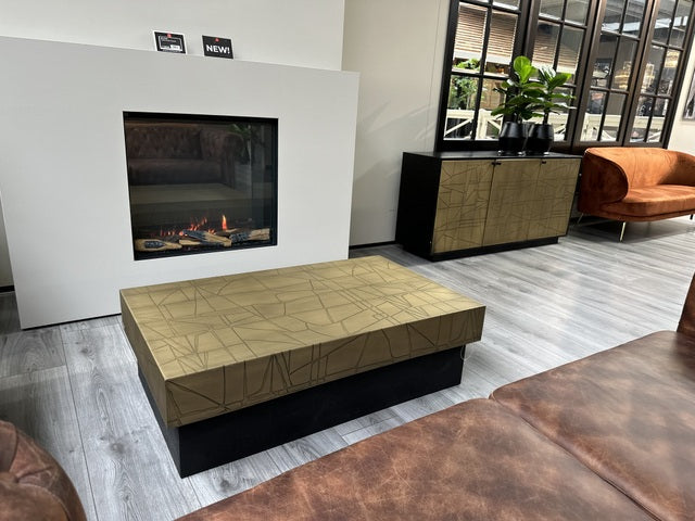 Couchtisch schwarz-Gold, Tisch Gold-schwarz, Breite 120 cm