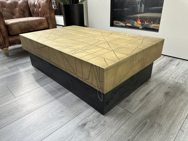 Couchtisch schwarz-Gold, Tisch Gold-schwarz, Breite 120 cm