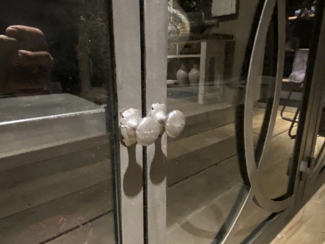 Sideboard schwarz Metall-Glas, Anrichte schwarz Metall, Breite 200 cm