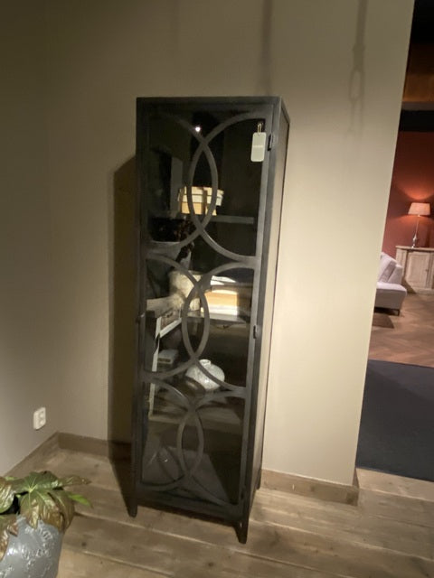 Sideboard schwarz Metall-Glas, Anrichte schwarz Metall, Breite 200 cm