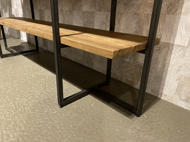 Regal Teakholz Metall-Gestell, Bücherregal Metall-Rahmen Massivholz, Breite 155 cm