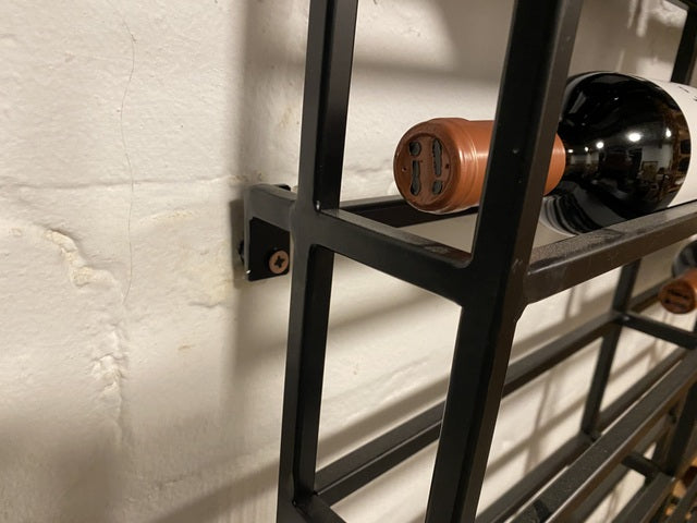 Weinregal schwarz, Wandweinregal Metall schwarz, Weinregal schwarz für 8 Flaschen, Breite 36 cm