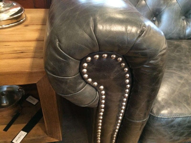 Chesterfield Sofa schwarz Echtleder