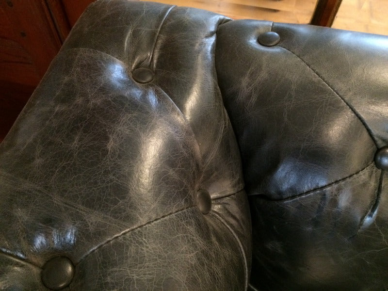 Chesterfield Sofa schwarz Echtleder