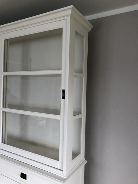 Geschirrschrank weiß Landhaus, Vitrinenschrank weiß Landhausstil, Buffetschrank weiß Landhaus, Breite 186 cm