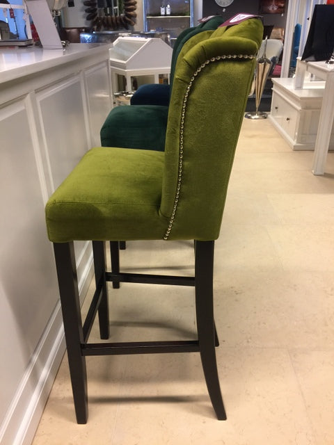 Barstuhl grün gepolstert, gepolsterter Barstuhl Landhausstil, Sitzhöhe 75 cm