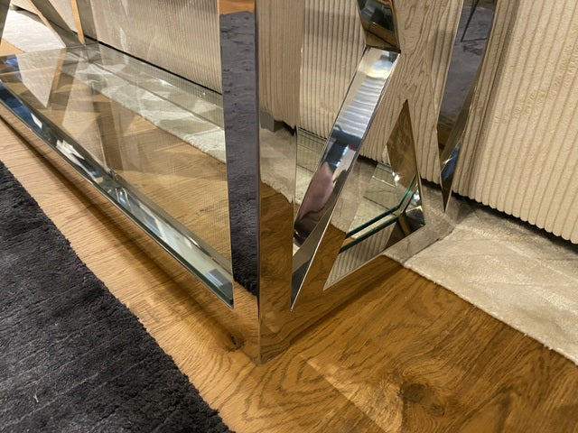 Bücherregal Silber, Metall Regal Silber, Regal Glas-Metall Farbe Silber, Breite 122 cm