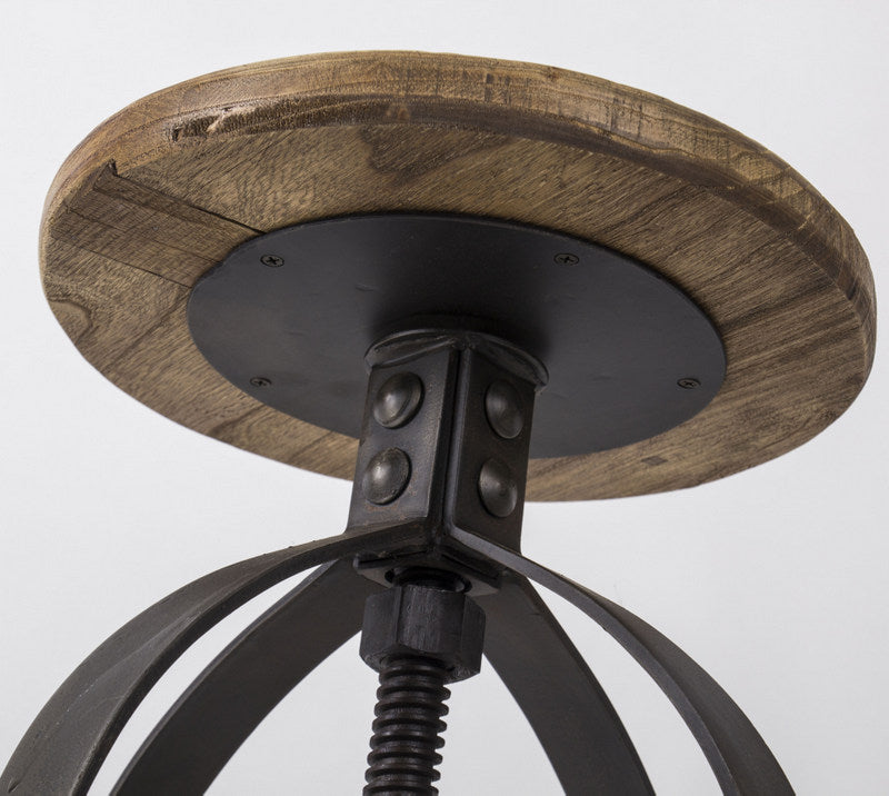 Barhocker im Industrielook aus Metall und Massivholz, Hocker im Industriedesign, Sitzhöhe ca. 48-75 cm