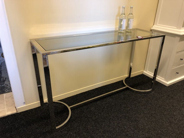 Konsole verchromtes Gestell, Wandtisch verchromt Glasplatte, Konsole Glas verchromt