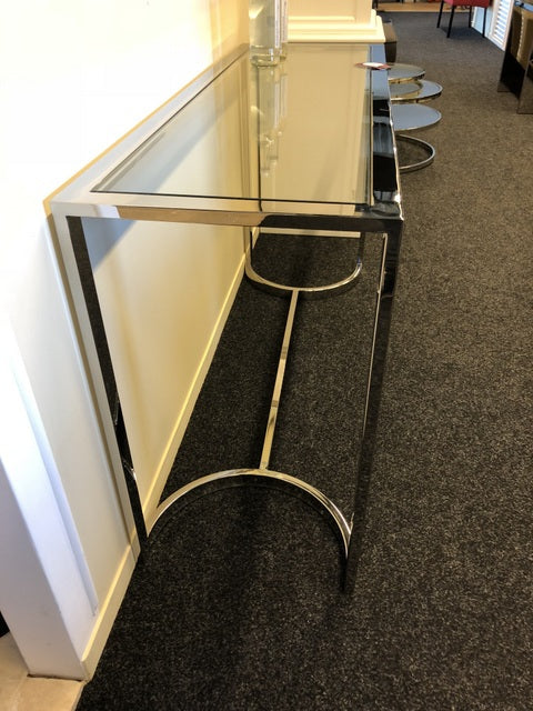 Konsole verchromtes Gestell, Wandtisch verchromt Glasplatte, Konsole Glas verchromt