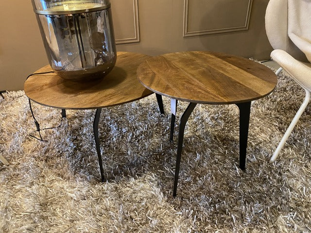 Couchtisch braun, Couchtisch rund, Beistelltisch rund Industriedesign, Breite 50 cm