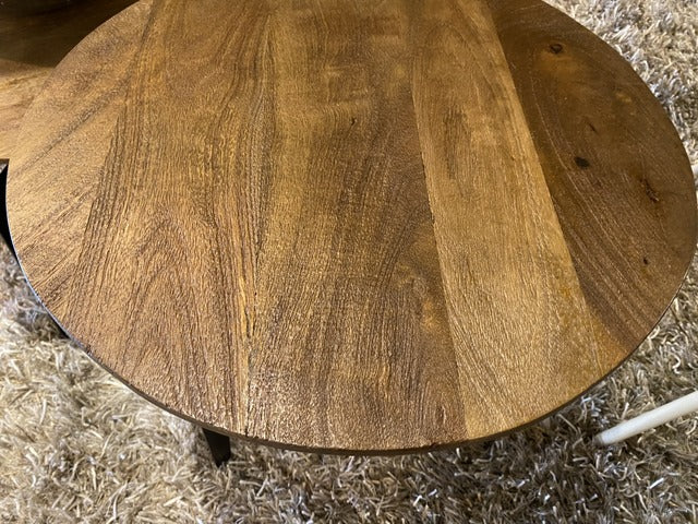 Couchtisch braun, Couchtisch rund, Beistelltisch rund Industriedesign, Breite 50 cm