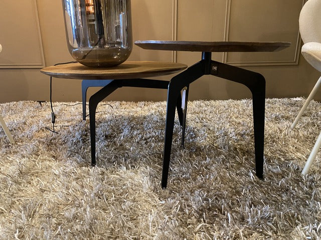 Couchtisch braun, Couchtisch rund, Beistelltisch rund Industriedesign, Breite 70 cm