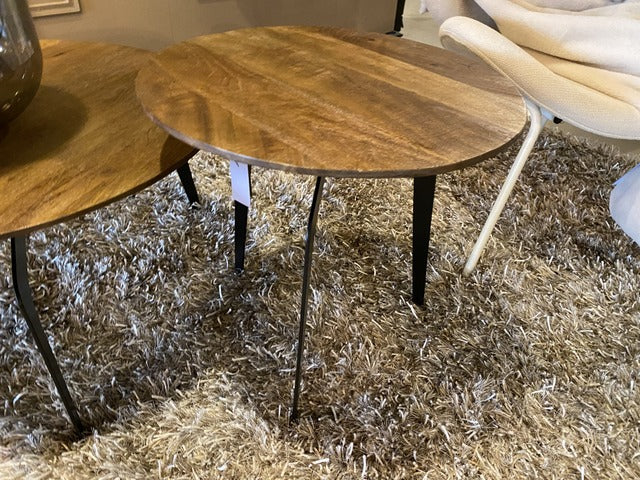 Couchtisch braun, Couchtisch rund, Beistelltisch rund Industriedesign, Breite 70 cm