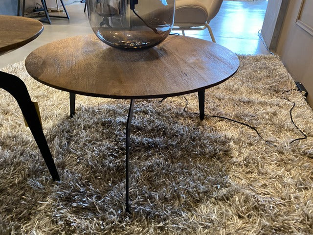 Couchtisch braun, Couchtisch rund, Beistelltisch rund Industriedesign, Breite 70 cm