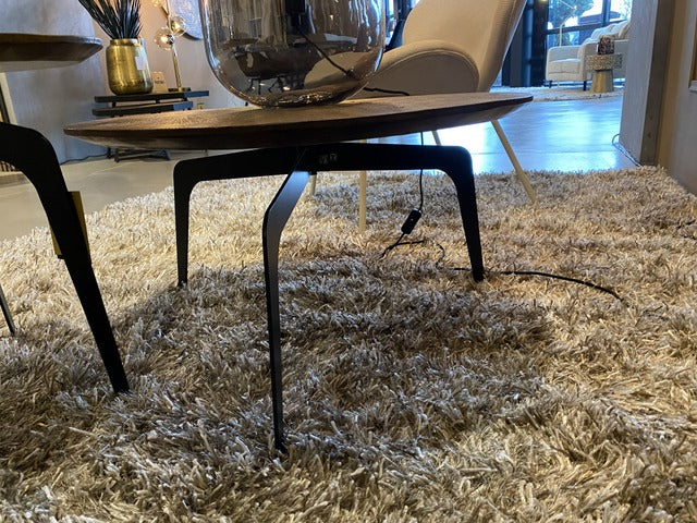 Couchtisch braun, Couchtisch rund, Beistelltisch rund Industriedesign, Breite 70 cm