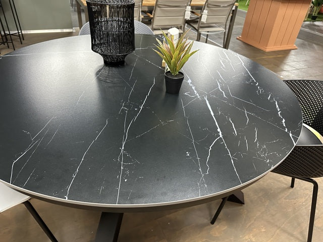 Gartentisch rund schwarz, runder Esstisch schwarz-grau, Durchmesser 158 cm