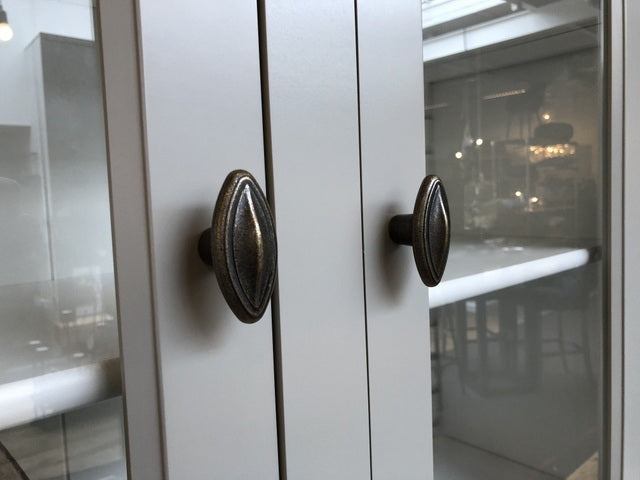 Vitrine grau, Geschirrschrank grau Landhausstil, Vitrine grau Landhaus, Breite 126 cm