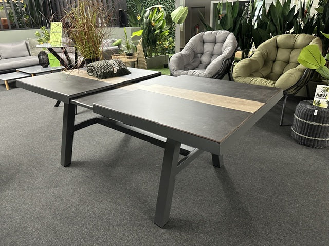 Gartentisch ausziehbar anthrazit, Esstisch anthrazit-grau, Gartentisch anthrazit, Länge 243-303 cm