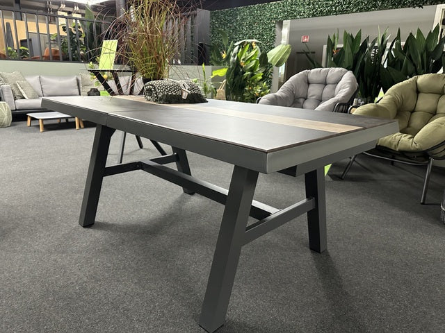 Gartentisch ausziehbar anthrazit, Esstisch anthrazit-grau, Gartentisch anthrazit, Länge 243-303 cm