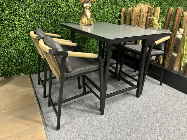 Gartenbarstuhl anthrazit Aluminium, Outdoor Barstuhl anthrazit-grau, Metall Barstuhl anthrazit